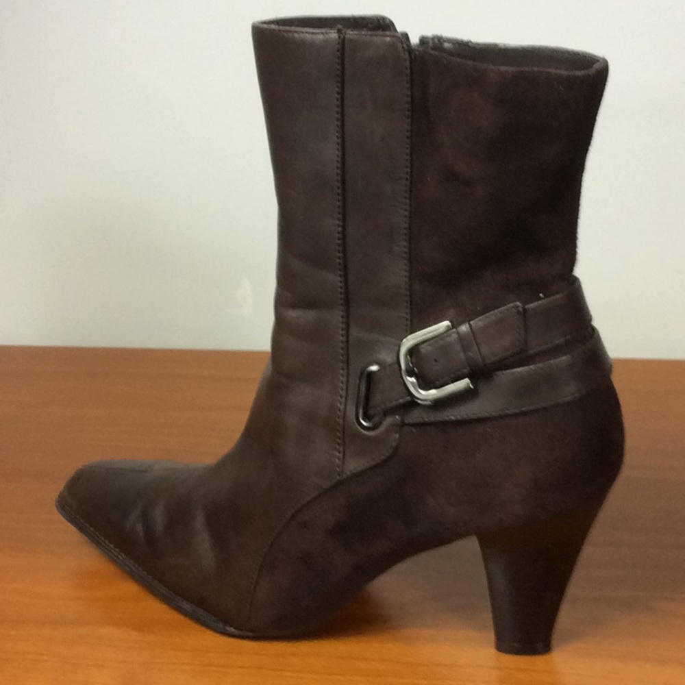 What’s What brown leather and suede booties